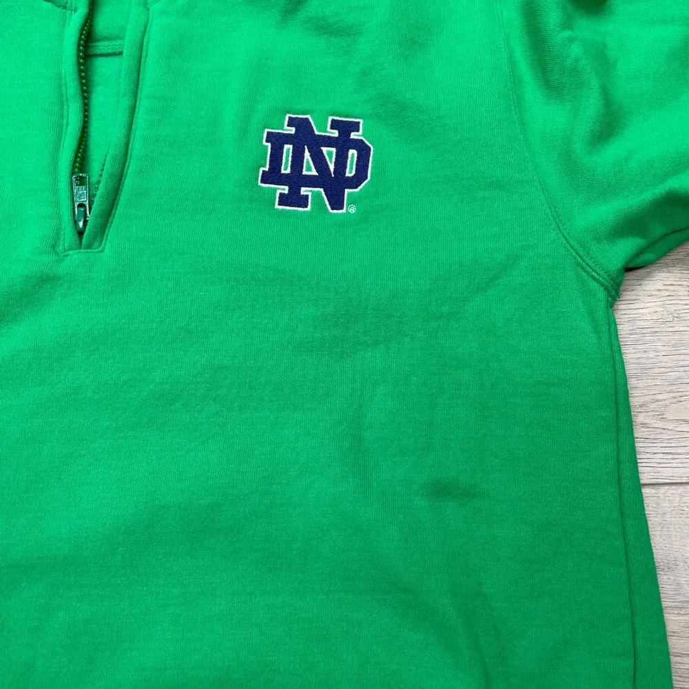 Champion Notre Dame Quarter Zip Mens Small Green Fighting Irish Sweatshirt FAIR